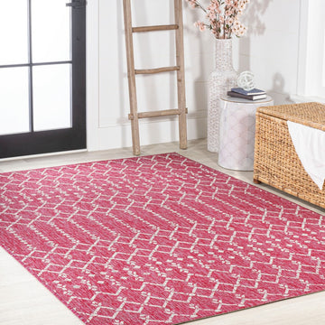 Ourika Moroccan Geometric Textured Weave Indoor/outdoor Rug